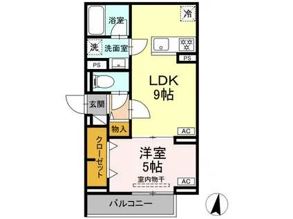 セレスティア中台II(1LDK/2階)の間取り写真