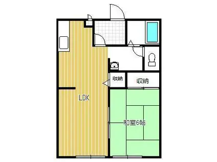グリーンヒルズ香川A棟(1LDK/2階)の間取り写真