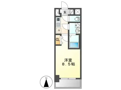 S-RESIDENCE浄心II(1K/2階)の間取り写真