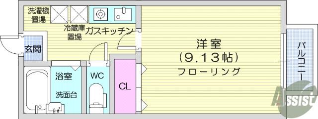 ハイツロックラージA(1K/2階)の間取り写真