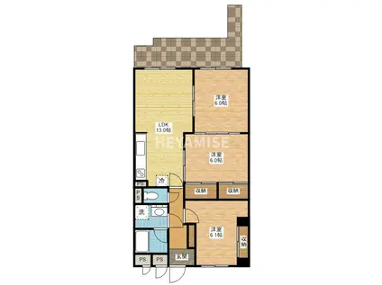 ライオンズマンション文教(3LDK/6階)の間取り写真