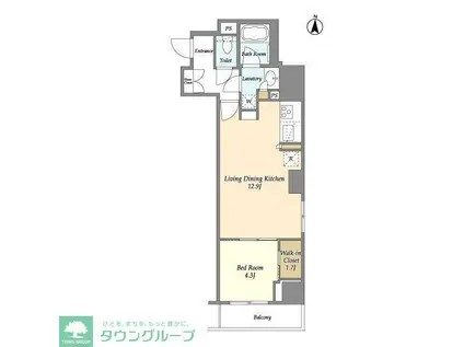 アスール両国(1LDK/6階)の間取り写真