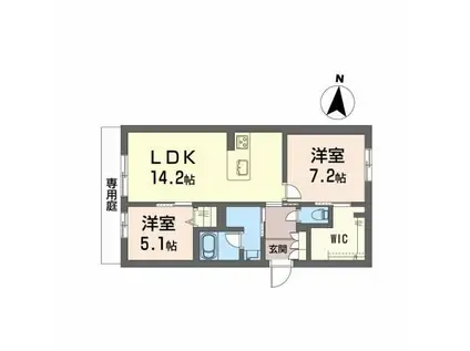 シャーメゾンシンシア(2LDK/1階)の間取り写真