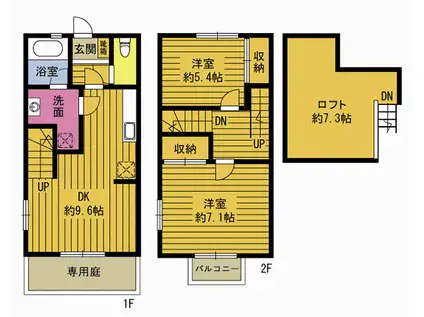 エレガンス東岡I(2LDK/1階)の間取り写真