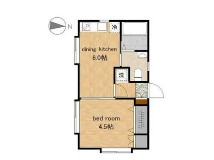 ラ・フェリシータ(1DK/2階)の間取り写真