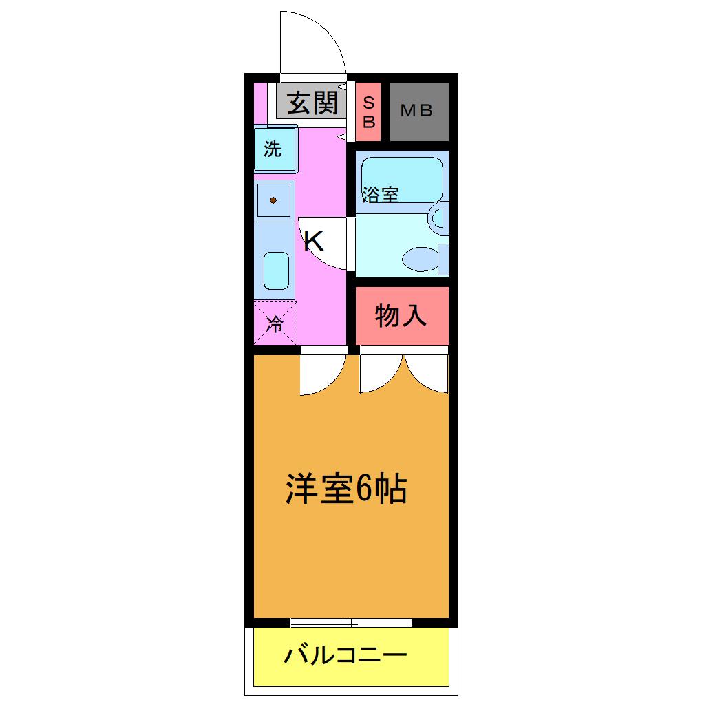 ダンディエイト(1K/3階)の間取り写真