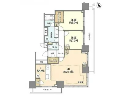 BRILLIA TOWER 浜離宮 ブリリアタワー浜離宮(2LDK/31階)の間取り写真