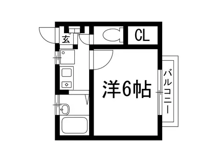 クオリティ宝塚(1K/2階)の間取り写真