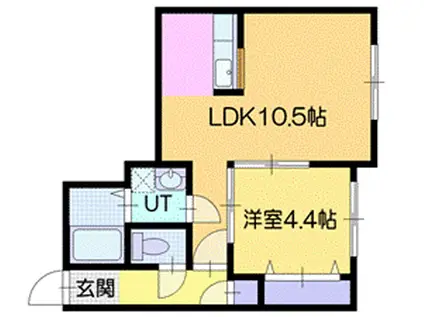 イーストブルー(1LDK/2階)の間取り写真