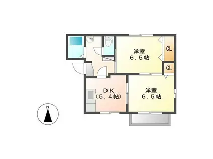 コーポ佐保路(2DK/1階)の間取り写真