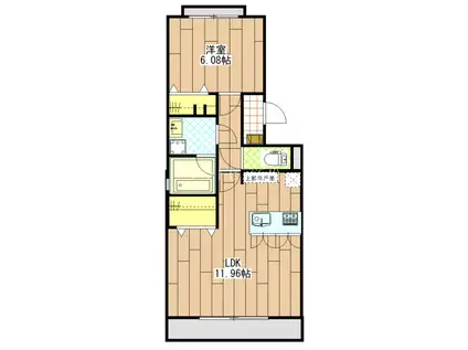 カリスリーブラ(1LDK/1階)の間取り写真