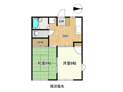 ミキハイツ(2DK/1階)の間取り写真