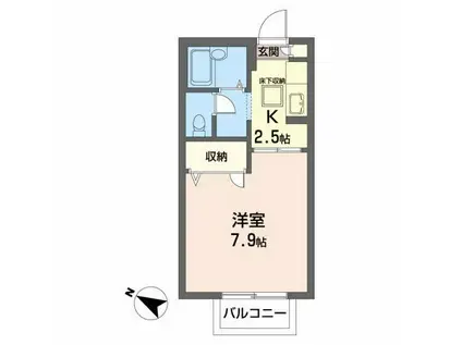 ルミエールコートA(1K/1階)の間取り写真