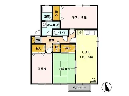 エミール(3LDK/2階)の間取り写真