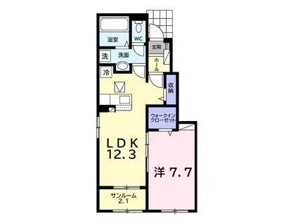 アリビオB(1LDK/1階)の間取り写真