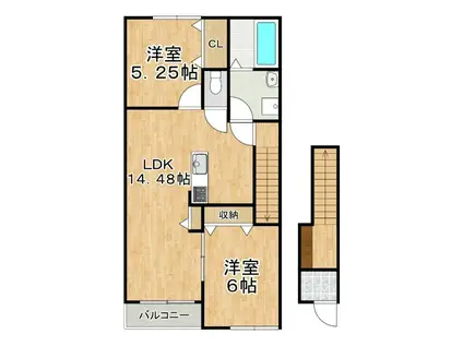 海吉Hアパート(2LDK/2階)の間取り写真