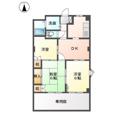フォレスト高間(3DK/1階)の間取り写真
