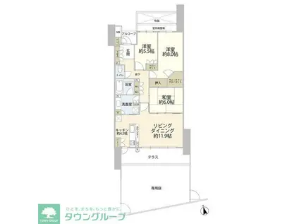 トラスティア北野(3LDK/1階)の間取り写真