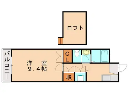 ベルヒルズ黒崎インター(1K/3階)の間取り写真
