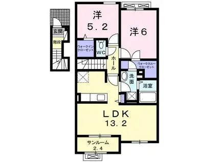 ラグーン ベース(2LDK/2階)の間取り写真