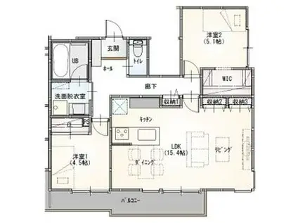 名古屋市昭和区御器所アパート(2LDK/2階)の間取り写真