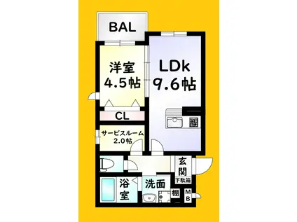 Mグランツ戸畑(1SLDK/2階)の間取り写真