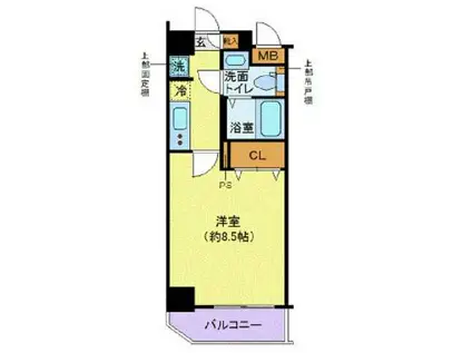 ディアレイシャス木場公園(1K/8階)の間取り写真