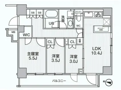 アリビス綾瀬(3LDK/4階)の間取り写真