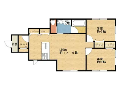 カーサ・ルーチェ(2LDK/1階)の間取り写真