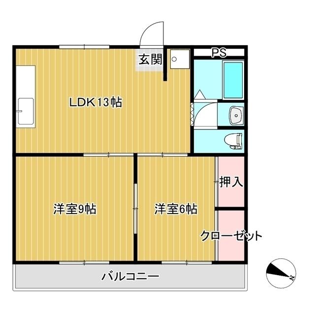 さわビル(2LDK/4階)の間取り写真