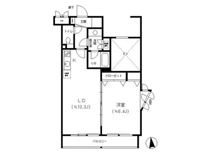 レジディア笹塚(1LDK/4階)の間取り写真