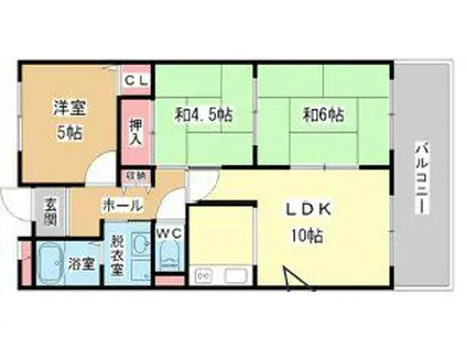 メゾンドゥボヌール(3LDK/1階)の間取り写真