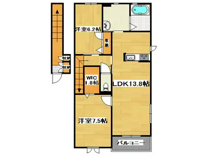 マーシーズアベニューD棟(2LDK/2階)の間取り写真