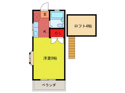 シティーウィンド(ワンルーム/2階)の間取り写真