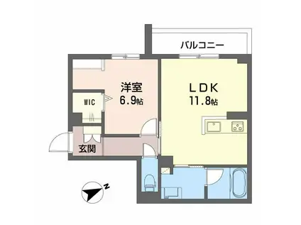 ADONIS長束(1LDK/2階)の間取り写真