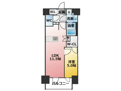 プレサンス丸の内サージュ(1LDK/2階)の間取り写真