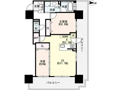 プレミスト札幌ターミナルタワー(2LDK/9階)の間取り写真
