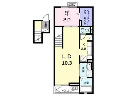 モデルノ(1LDK/4階)の間取り写真