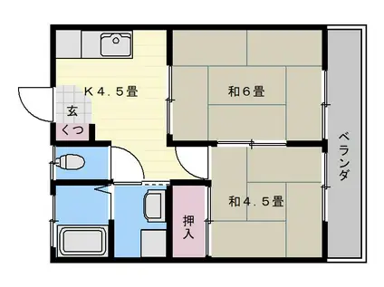 コーポちぐさ(2K/1階)の間取り写真