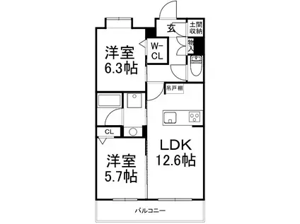 SHAMAISON FELICIA(2LDK/3階)の間取り写真