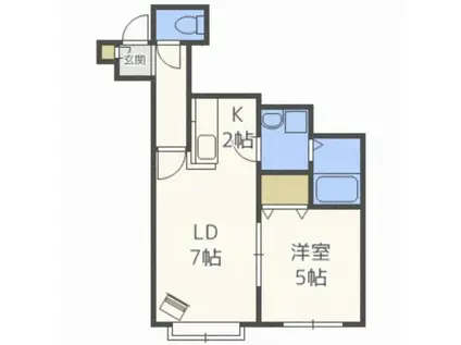 FLORA(1LDK/1階)の間取り写真