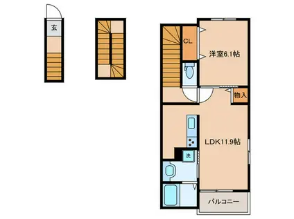 SUNRISE SHELL(1LDK/3階)の間取り写真