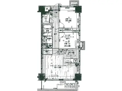 グランフラッツ北千住(1SLDK/4階)の間取り写真