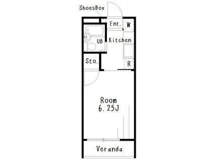 NYハイツII(1K/2階)の間取り写真