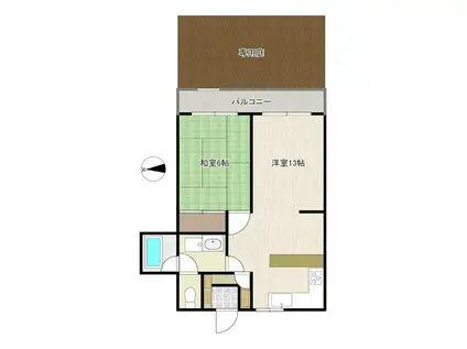 キャニオンコープ第2千歳船橋(1LDK/1階)の間取り写真