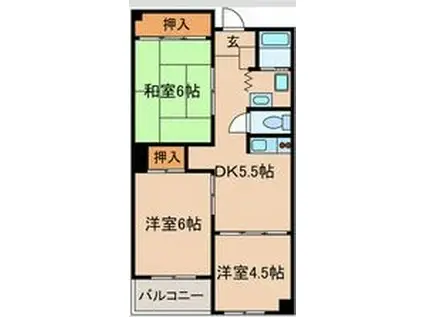 花池コーポラス(2DK/4階)の間取り写真