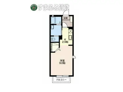 ソレイユ K(1K/2階)の間取り写真