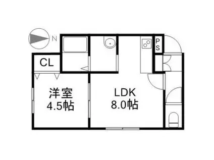 プレジールS8(1LDK/3階)の間取り写真