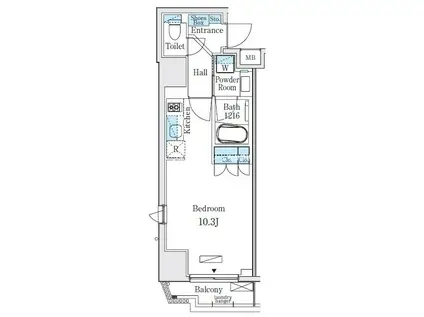 グレイスコート岩本町(1K/10階)の間取り写真