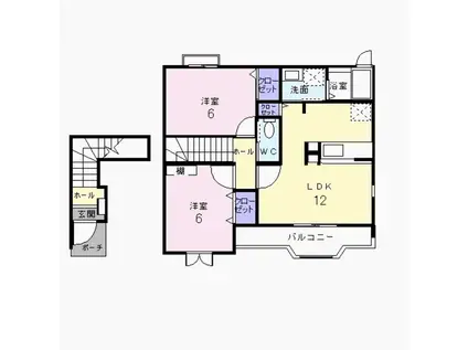 ドルチェII A(1LDK/1階)の間取り写真